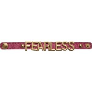 Fearless Purple Croc Embossed Leather Slide Letter Bracelet Gold Tone Snap Cuff